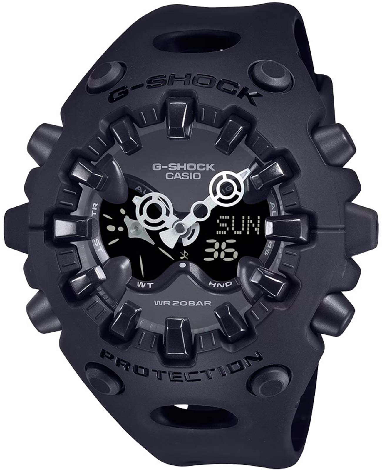 Casio Casio G-Shock GA-V01-1A GA GA-V01-1A электронные мужские часы черный циферблат, браслет резина — вид спереди