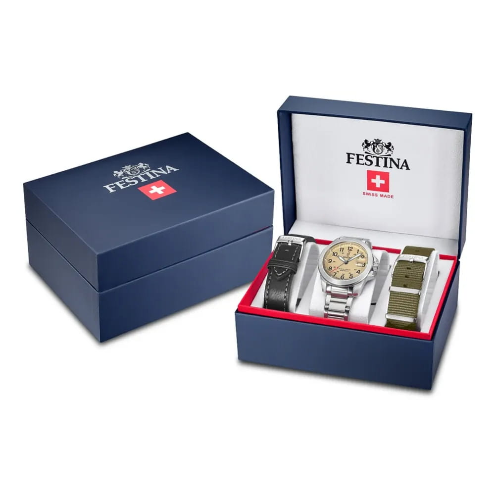 Festina Festina Swiss Made F20081/1 мужские часы бежевый циферблат на запястье