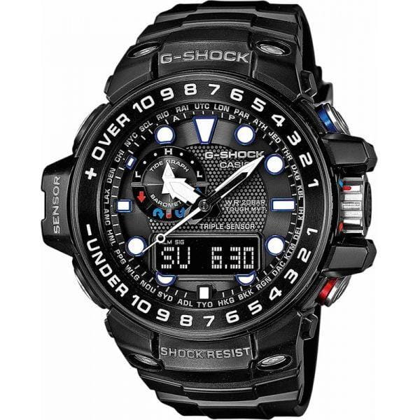 Casio Casio G-Shock GWN-1000B-1A  GWN-1000B-1A электронные мужские часы черный циферблат, браслет силикон — вид спереди