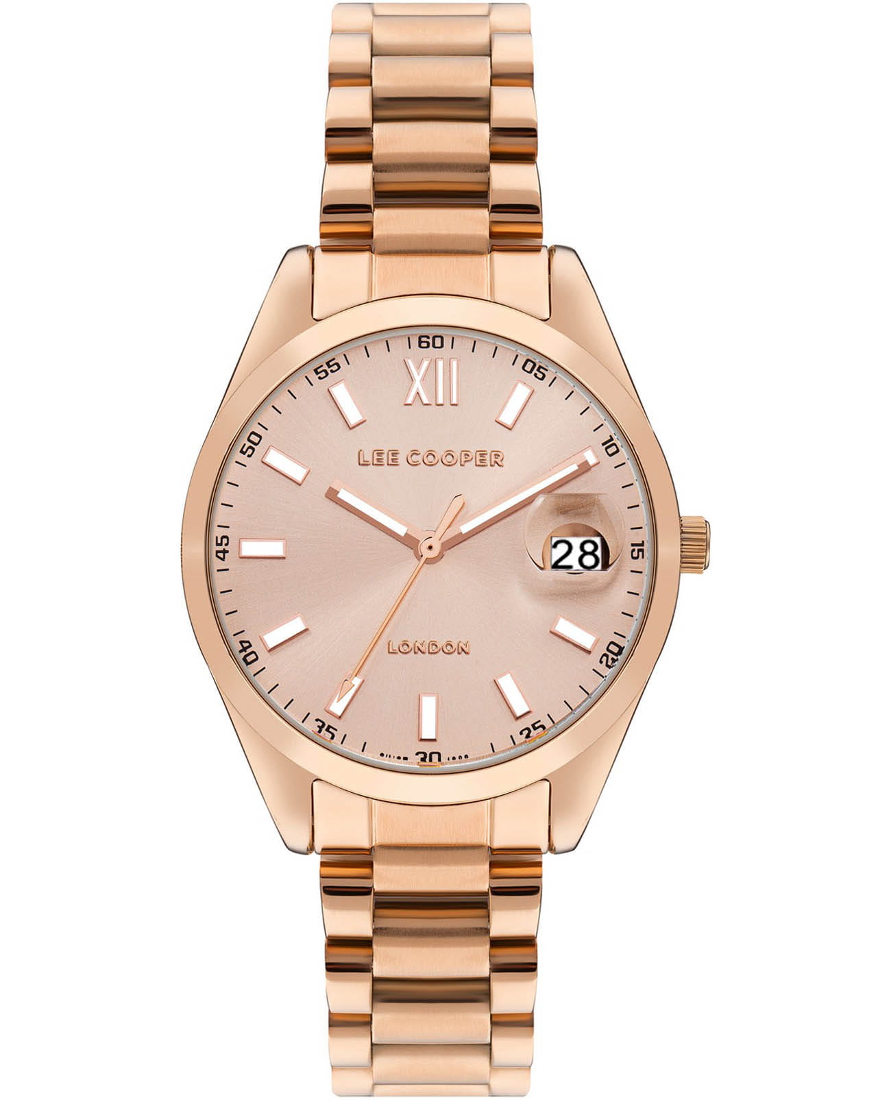 Lee Cooper Lee Cooper LC07827.410  LC07827.410 кварцевые женские часы золотой циферблат, браслет нержавеющая сталь с ip-покрытием — вид спереди