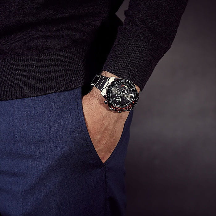 Casio Casio Edifice EFR-566DB-1A, edifice япония мужские часы на браслете нержавеющая сталь боковой вид