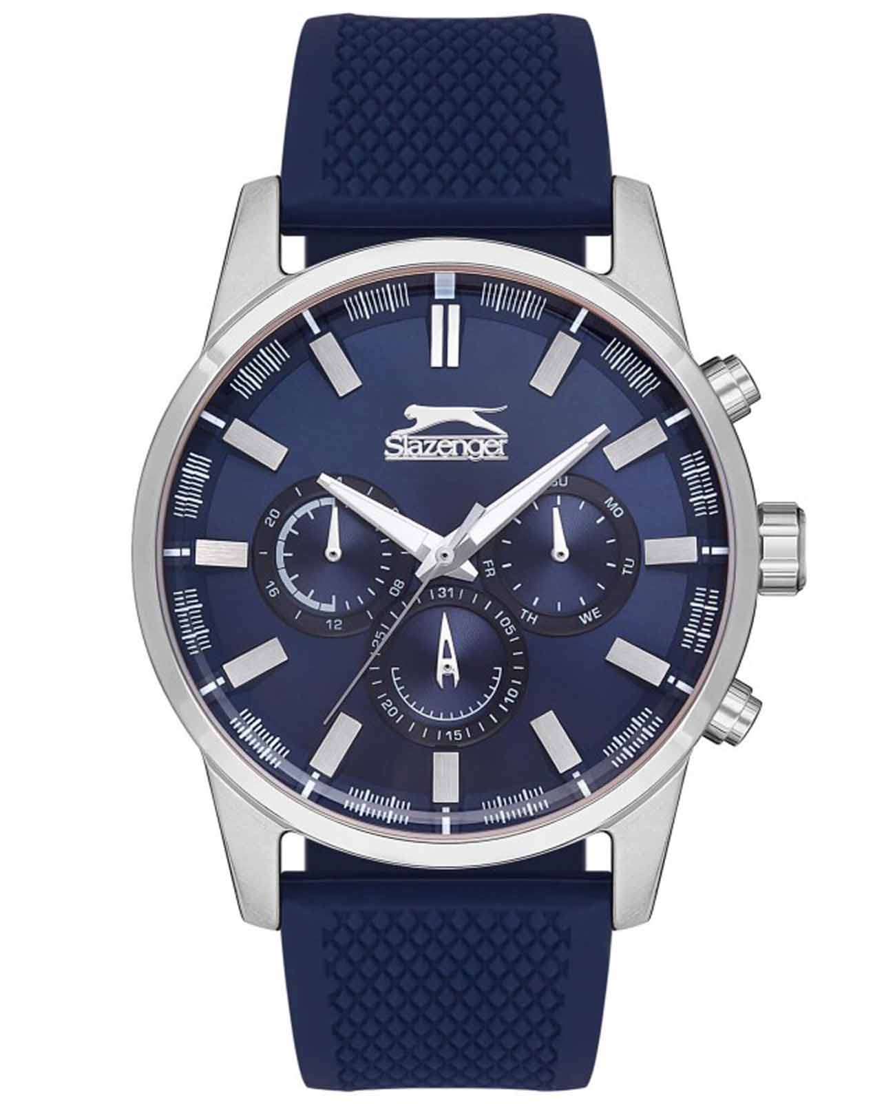 Slazenger Slazenger SL.09.2107.2.04  SL.09.2107.2.04 кварцевые мужские часы синий циферблат, браслет силикон — вид спереди