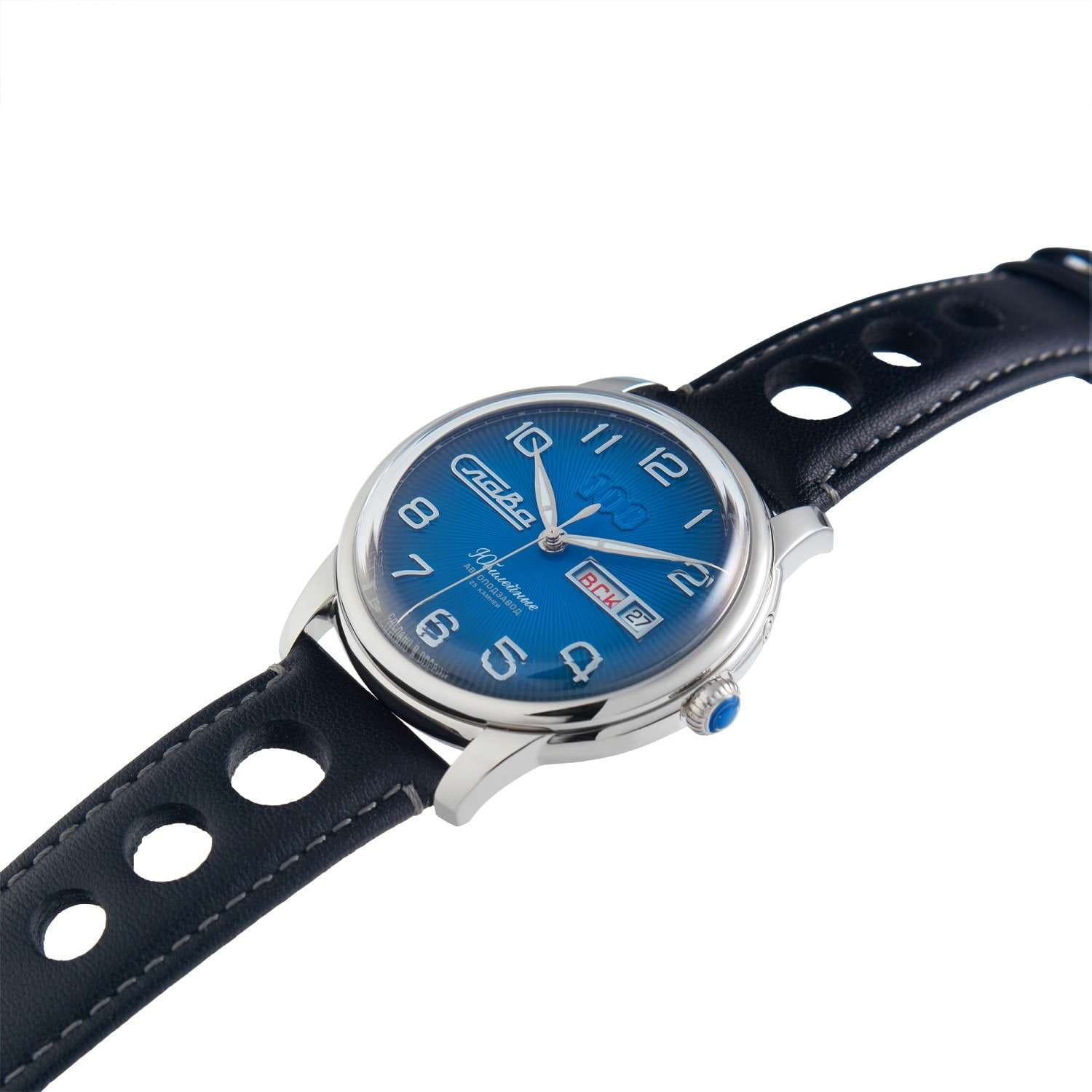 Слава Слава Юбилейные 2600672/300-2427,  россия мужские часы на браслете кожаный боковой вид