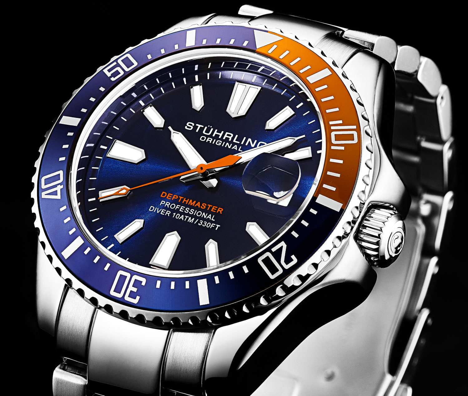 Stuhrling Stuhrling Aquadiver 3950A.12 , наручные мужские часы фото под углом