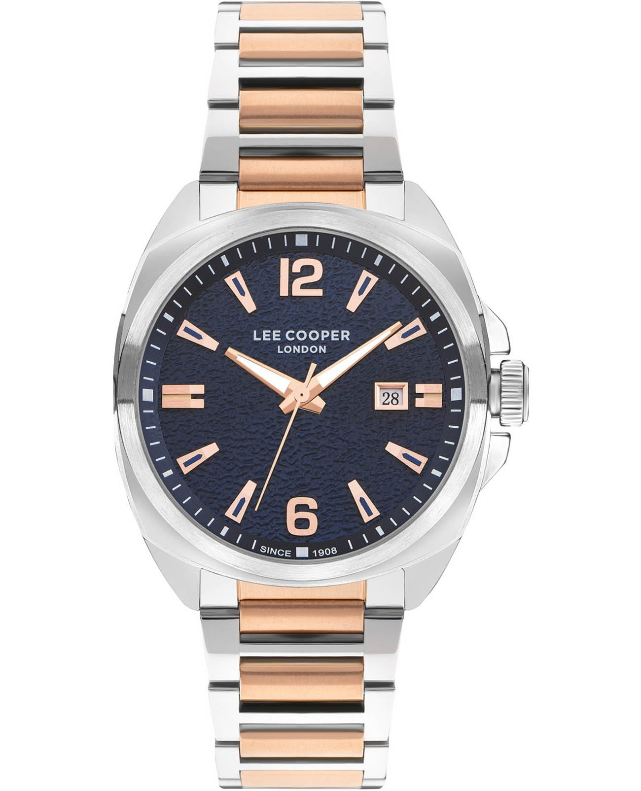 Lee Cooper Lee Cooper LC07839.590  LC07839.590 кварцевые мужские часы синий циферблат, браслет нержавеющая сталь с ip-покрытием — вид спереди