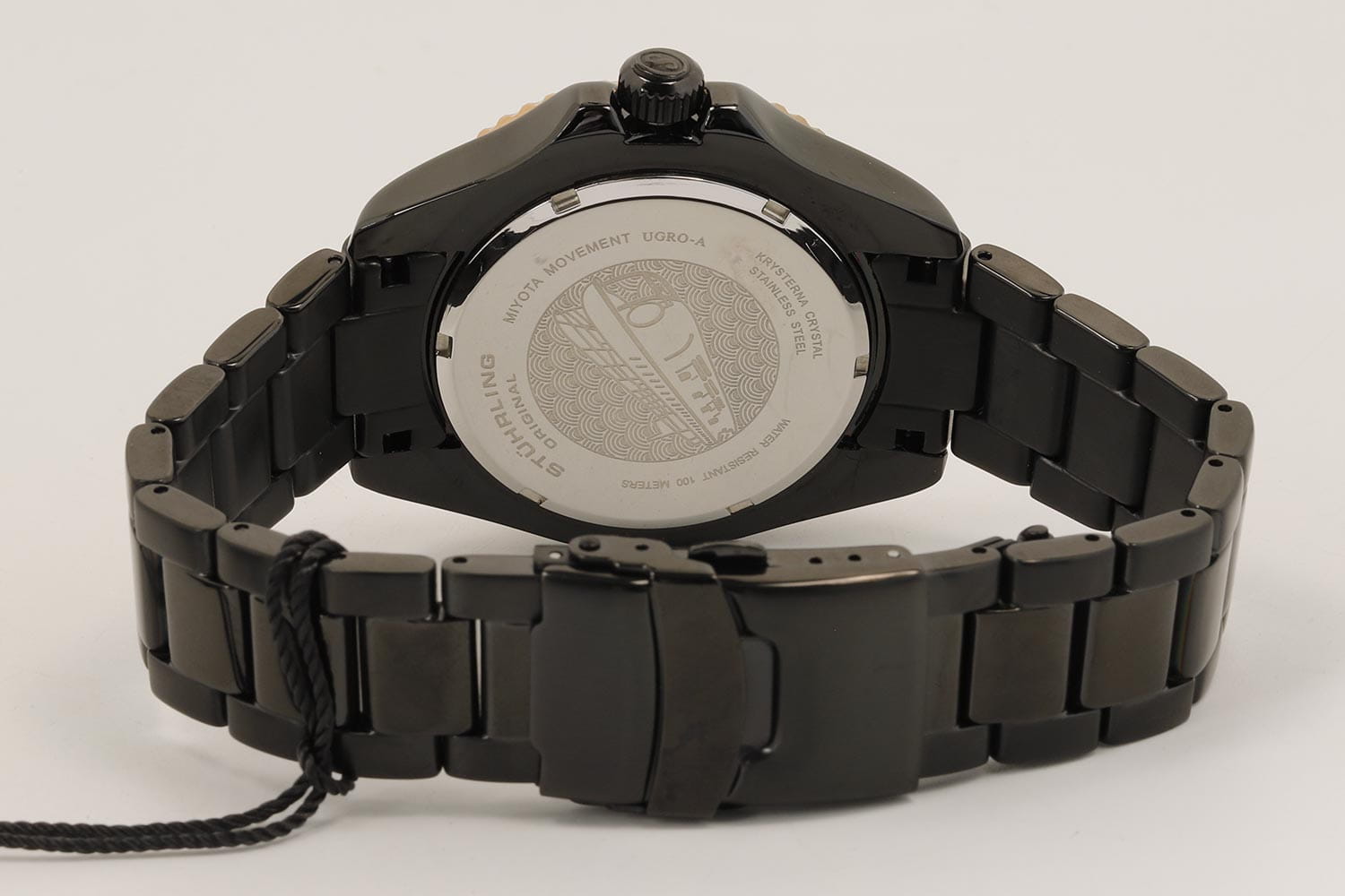 Stuhrling Stuhrling Aquadiver 3950A.9 кварцевые мужские часы часы крупный план черный циферблата