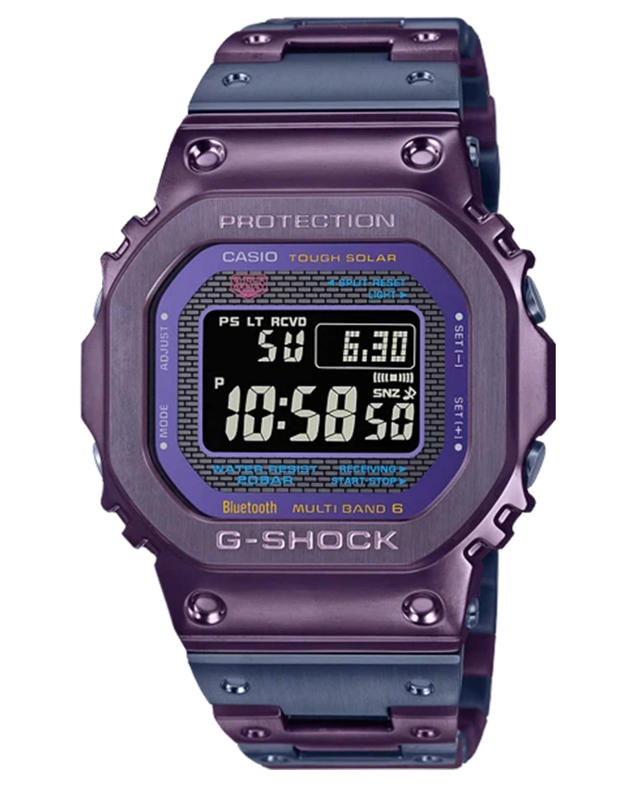 Casio Casio G-Shock GMW-B5000PB-6 лимитированной серии GMW-B5000PB-6ER электронные мужские часы  циферблат, браслет сталь с ip покрытием — вид спереди