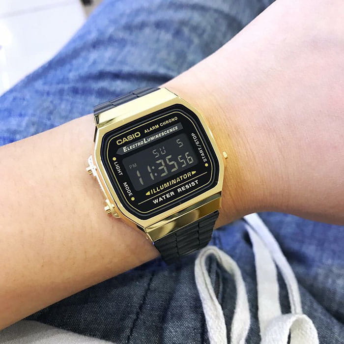Casio Casio Collection A-168WEGB-1B , наручные мужские часы фото под углом