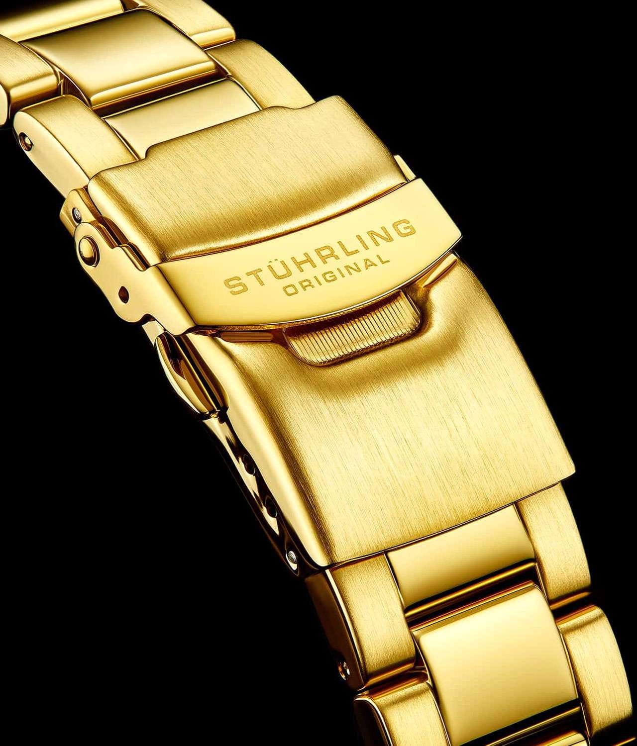 Stuhrling Stuhrling Aquadiver 3950A.7,  сша мужские часы на браслете нержавеющая сталь с pvd-покрытием боковой вид