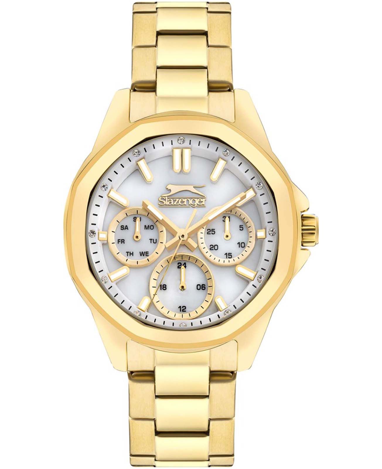 Slazenger Slazenger SL.09.2290.4.08  SL.09.2290.4.08 кварцевые женские часы белый циферблат, браслет суперметалл с ip покрытием — вид спереди