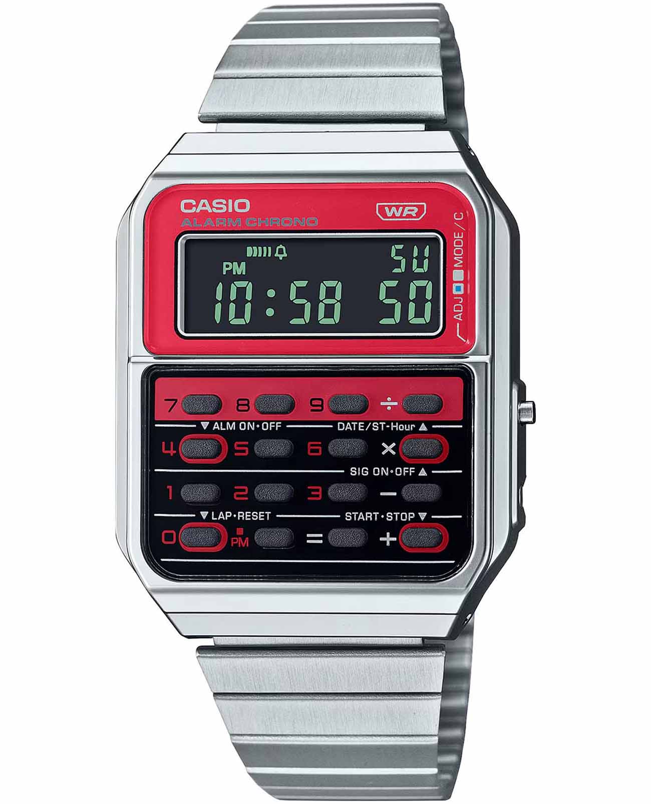 Casio Casio Vintage CA-500WE-4BDF (CA-500WE-4B)  CA-500WE-4B кварцевые женские часы  циферблат, браслет нержавеющая сталь — вид спереди