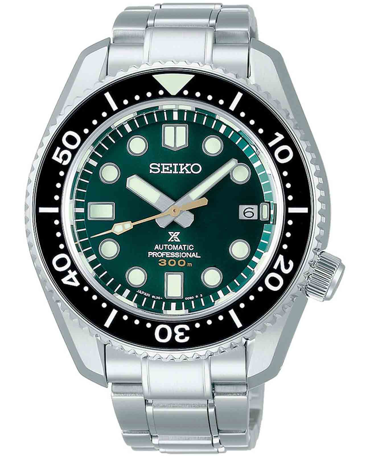 Seiko Seiko Prospex SLA047J1  SLA047J1 механические мужские часы зеленый циферблат, браслет нержавеющая сталь — вид спереди