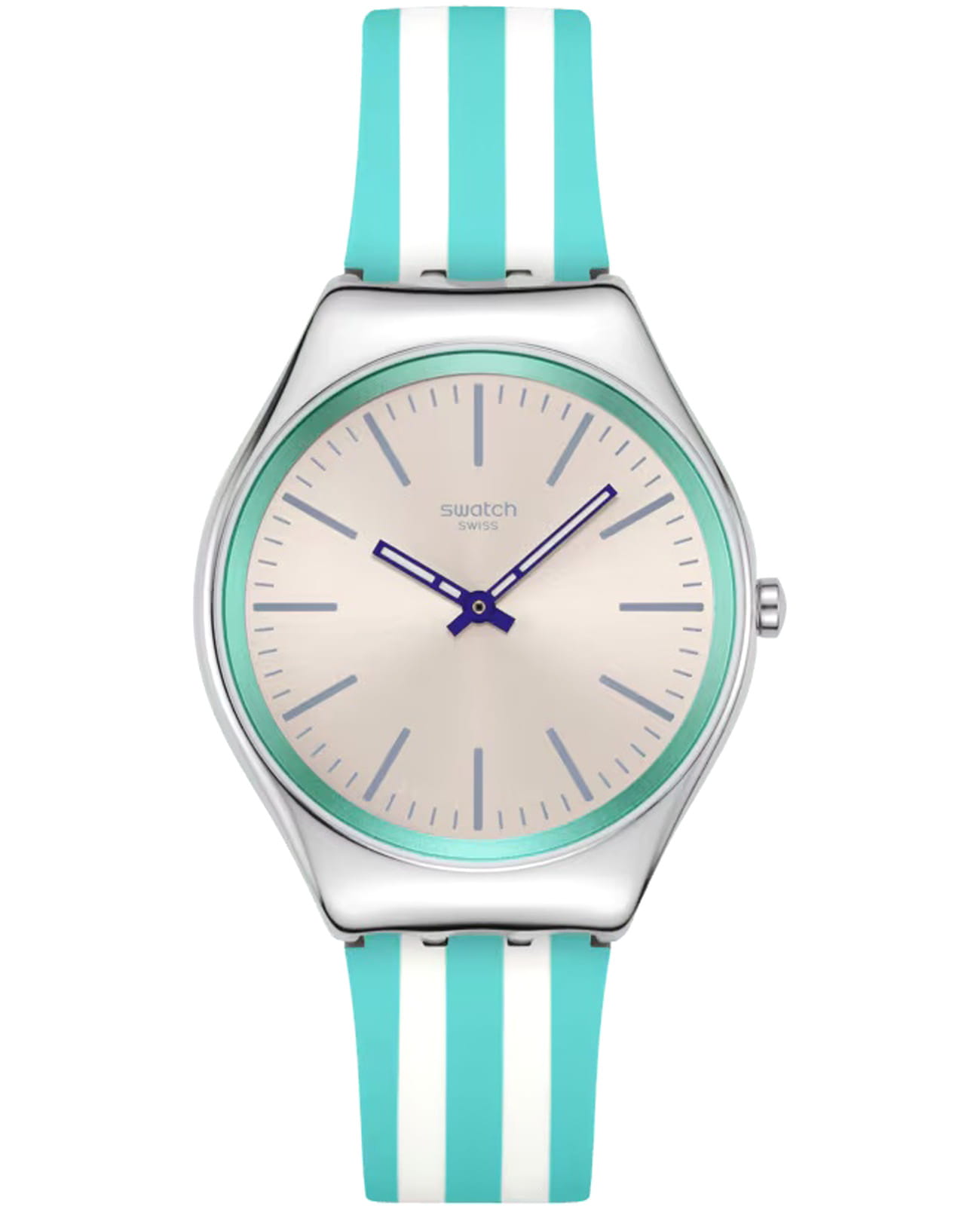 Swatch Swatch Beach Hour SYXS160  SYXS160 кварцевые женские часы бежевый циферблат, браслет силикон — вид спереди