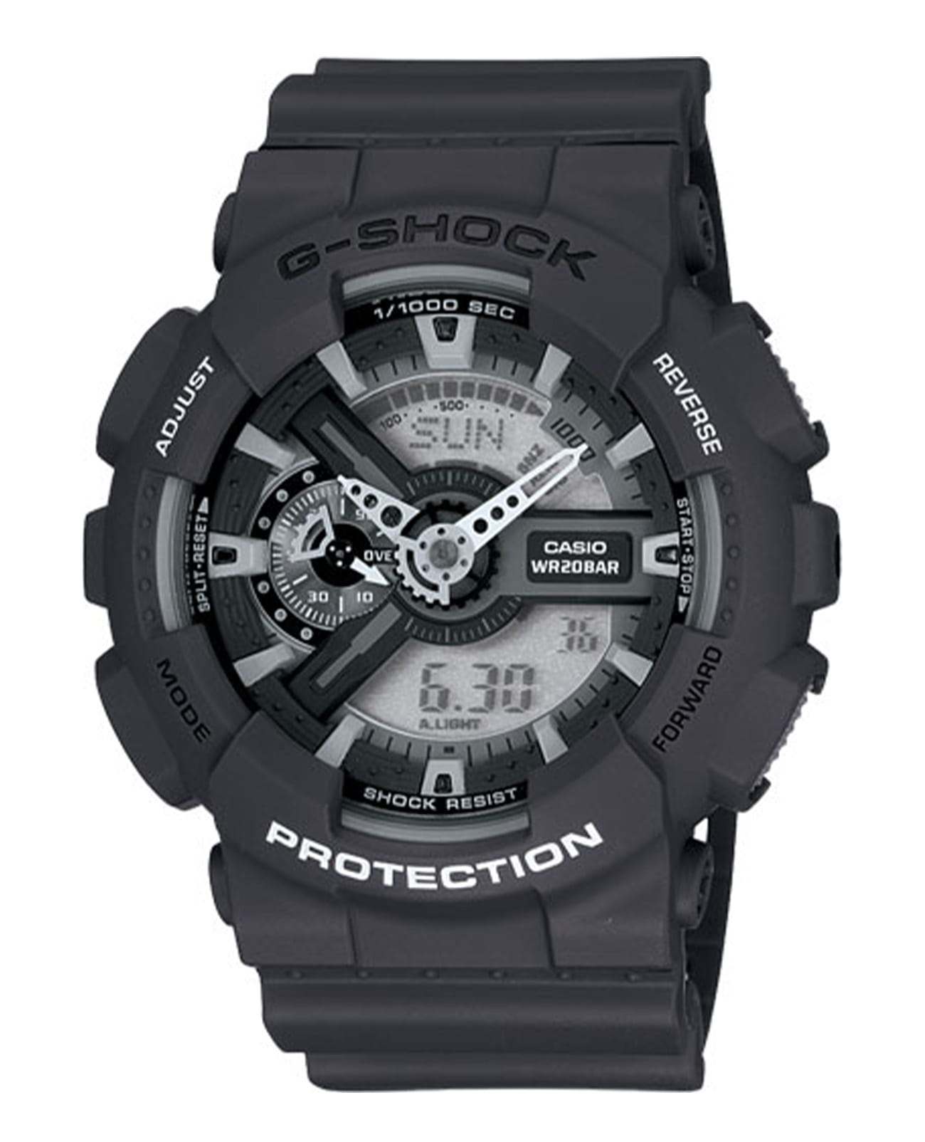 Casio Casio G-Shock GA-110C-1A GA-110 GA-110C-1A электронные мужские часы черный циферблат, браслет пластик — вид спереди