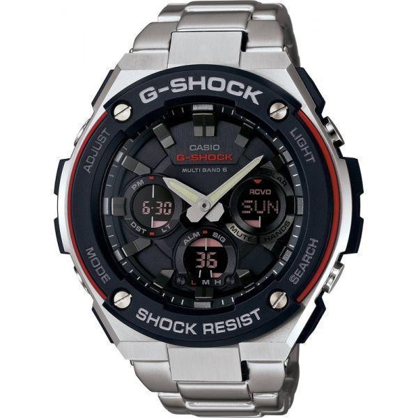 Casio Casio G-Shock GST-W100D-1A4 GST G-Steel GST-W100D-1A4 электронные мужские часы черный циферблат, браслет  — вид спереди