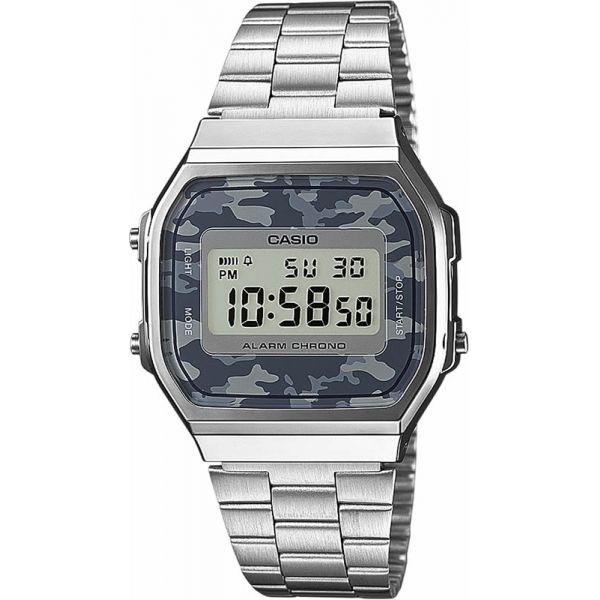 Casio Casio Collection A-168WEC-1E Retro A-168WEC-1E кварцевые мужские часы серый циферблат, браслет  — вид спереди