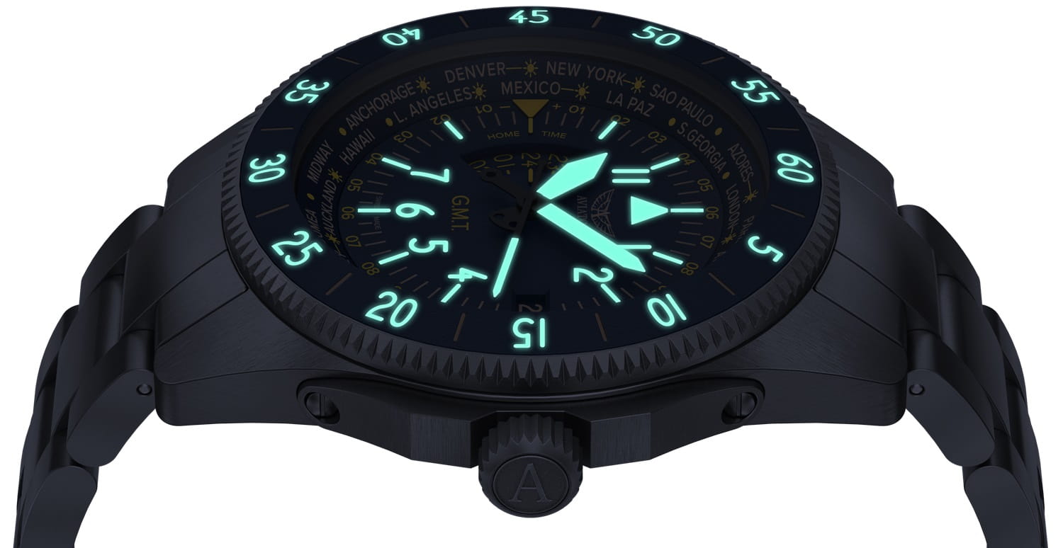 Aviator Aviator Airacobra GMT V.1.37.0.304.5 мужские часы синий циферблат на запястье
