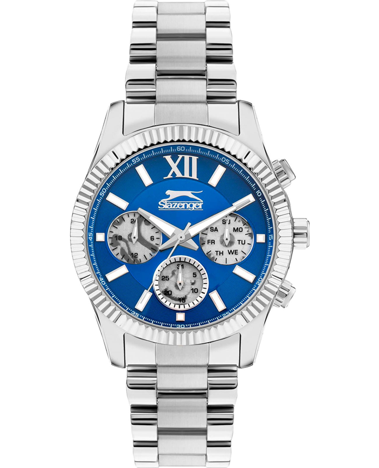 Slazenger Slazenger SL.09.2316.2.01  SL.09.2316.2.01 кварцевые мужские часы синий циферблат, браслет суперметалл — вид спереди