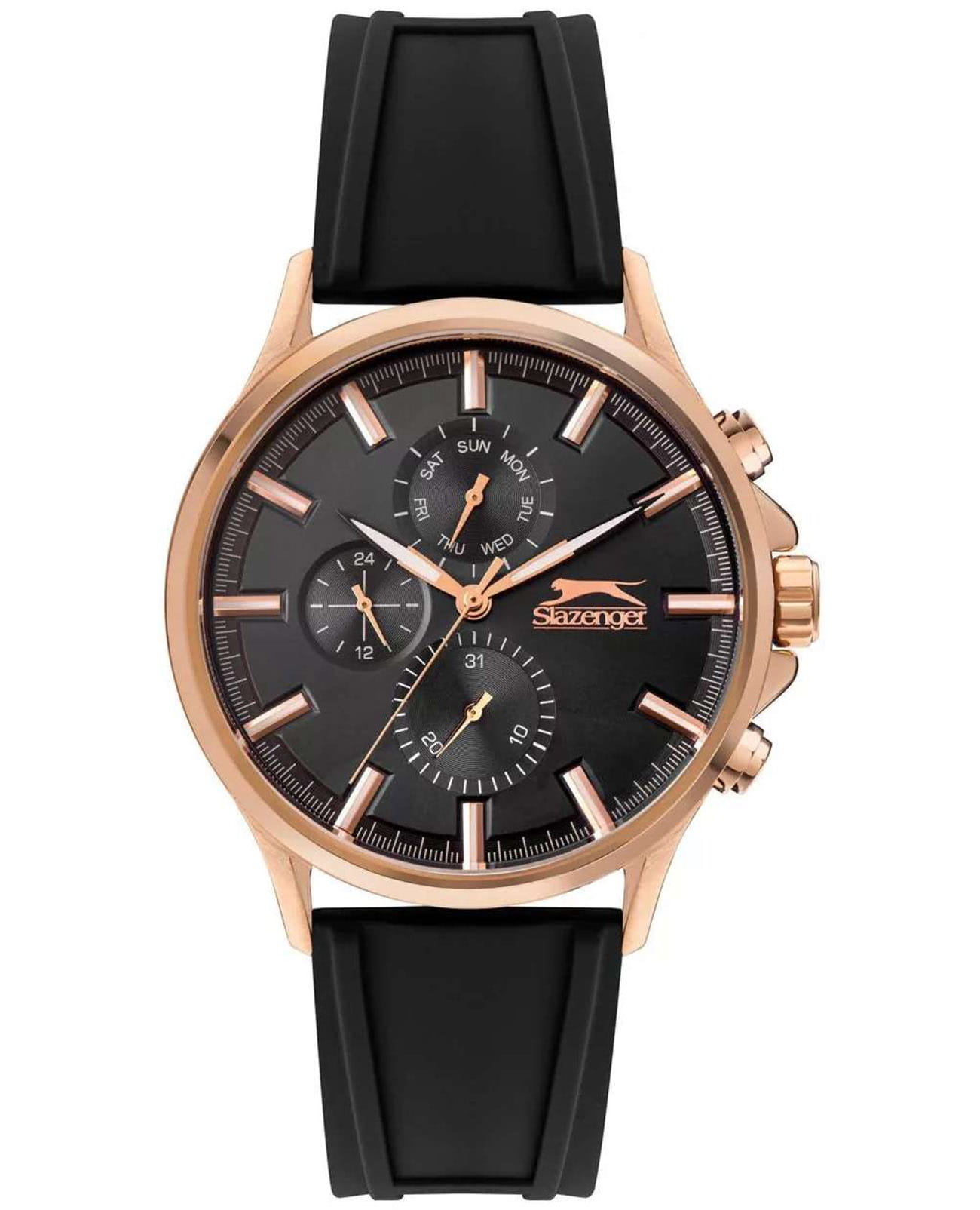 Slazenger Slazenger SL.09.6321.2.06  SL.09.6321.2.06 кварцевые мужские часы черный циферблат, браслет силикон — вид спереди
