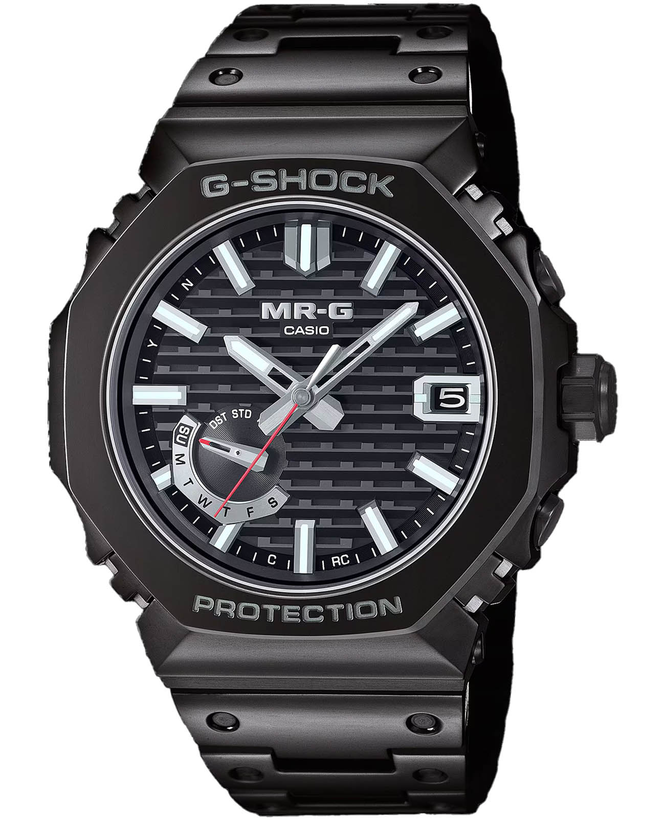 Casio Casio G-Shock MRG-B2100B-1A MRG MRG-B2100B-1A электронные мужские часы черный циферблат, браслет титановый — вид спереди
