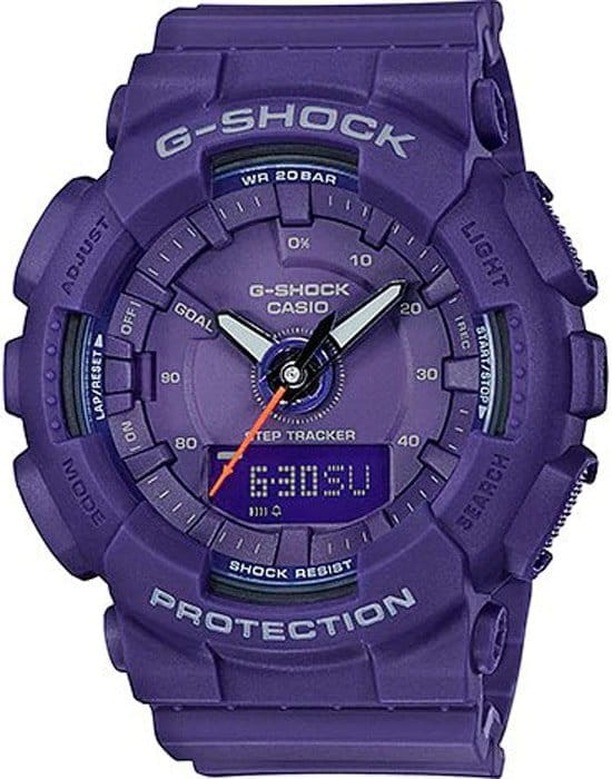 Casio Casio G-Shock GMA-S130VC-2A  GMA-S130VC-2A электронные женские часы фиолетовый циферблат, браслет пластик — вид спереди