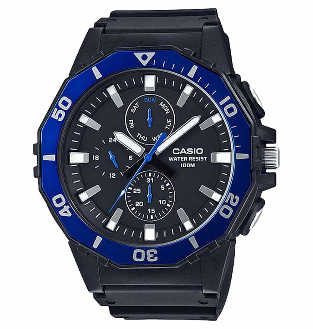 Casio Casio Illuminator MRW-400H-2A  MRW-400H-2A кварцевые мужские часы черный циферблат, браслет резина — вид спереди