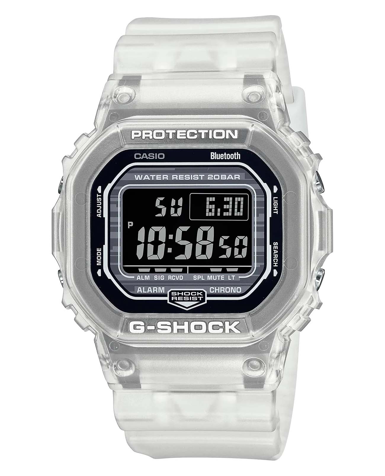Casio Casio G-Shock DW-B5600G-7  DW-B5600G-7 электронные мужские часы черный циферблат, браслет пластик — вид спереди