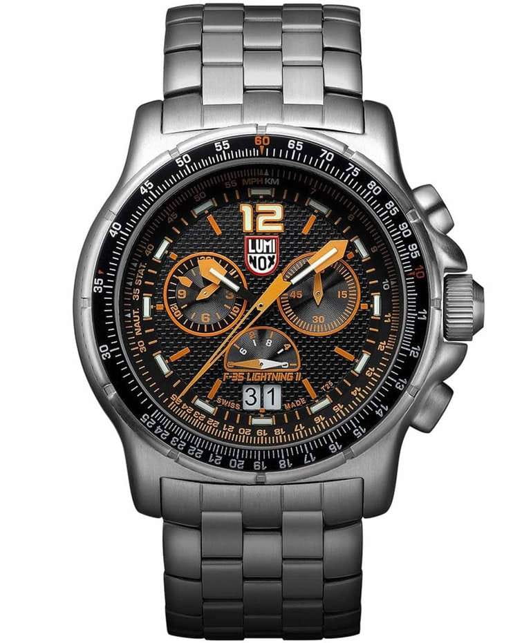 Luminox Luminox Luminox F-35 LIGHTNING II 9380 XA.9382.1  XA.9382.1 кварцевые мужские часы черный циферблат, браслет нержавеющая сталь 316l — вид спереди