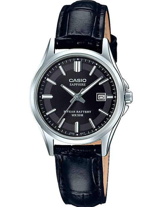 Casio Casio Collection LTS-100L-1A  LTS-100L-1AVEF кварцевые женские часы белый циферблат, браслет кожаный — вид спереди