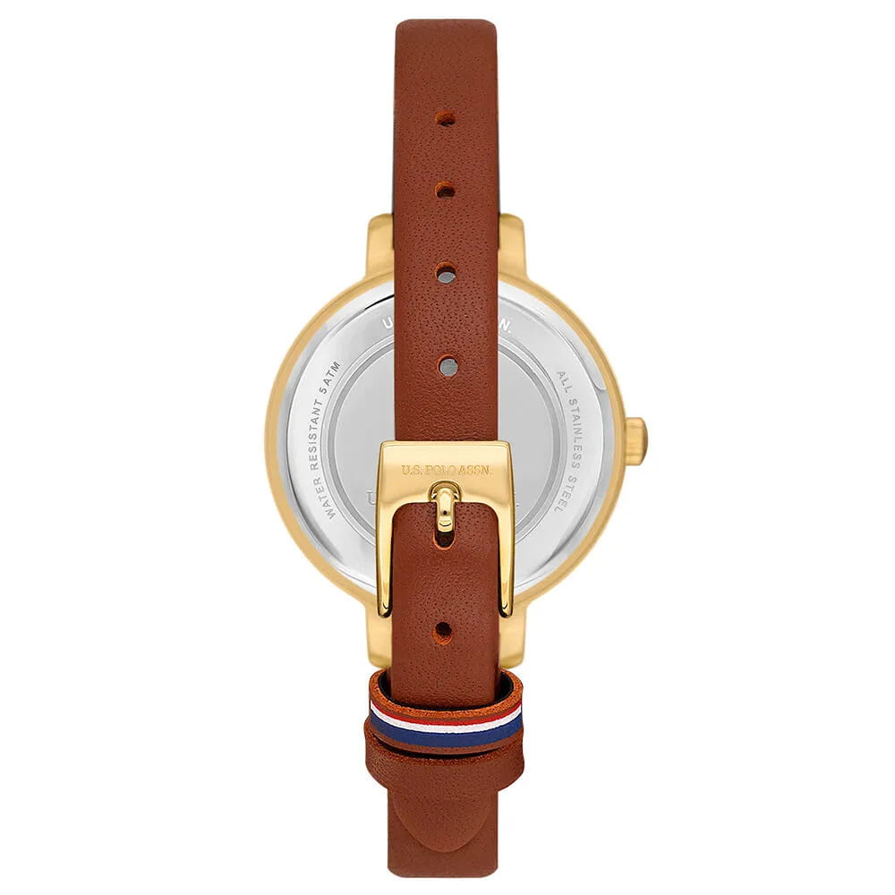 U.S. Polo Assn. U.S. Polo Assn. Stile USPA2092-06,  сша женские часы на браслете кожаный боковой вид