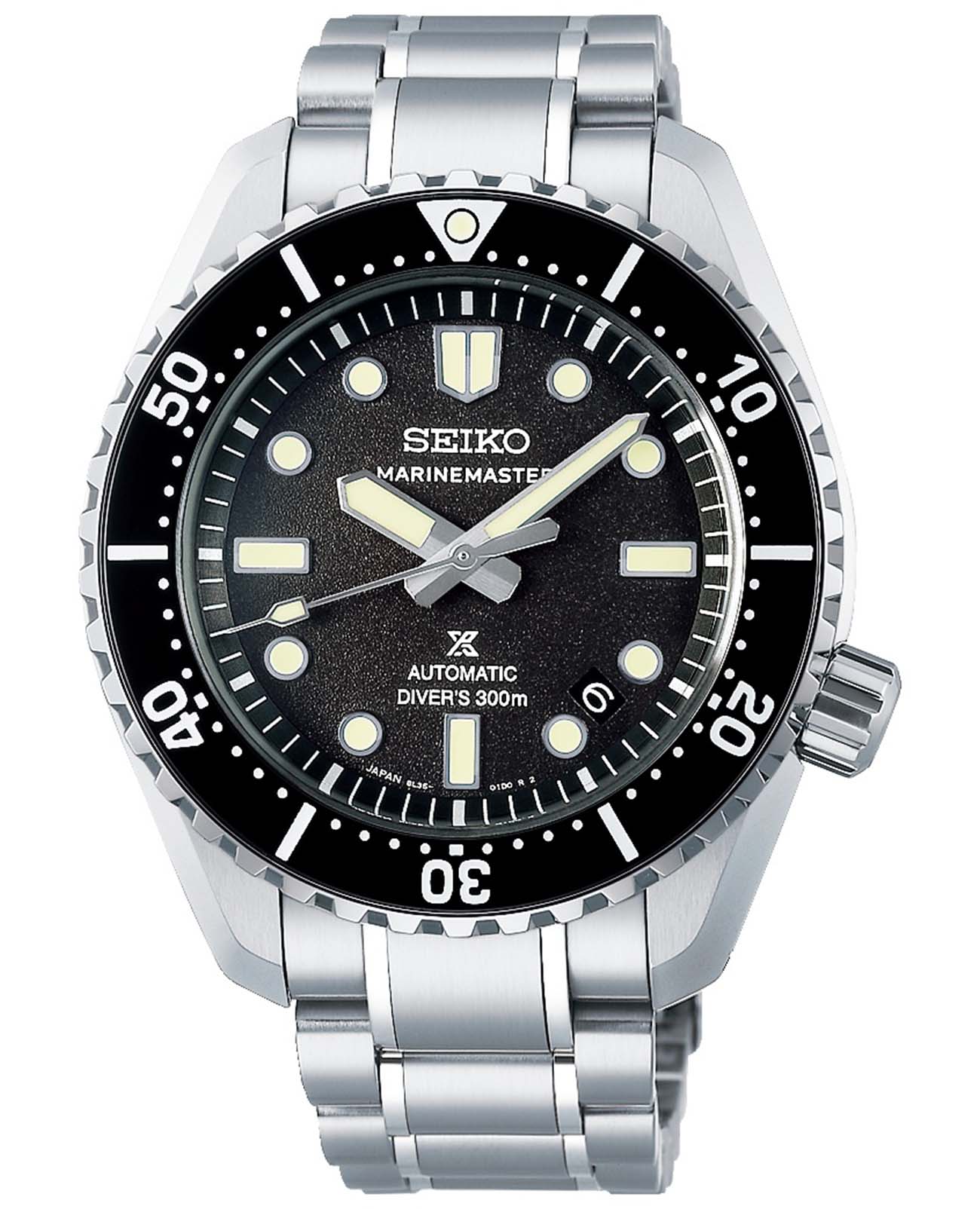 Seiko Seiko Prospex Marinemaster SLA079 Marinemaster SLA079 механические мужские часы черный циферблат, браслет нержавеющая сталь — вид спереди
