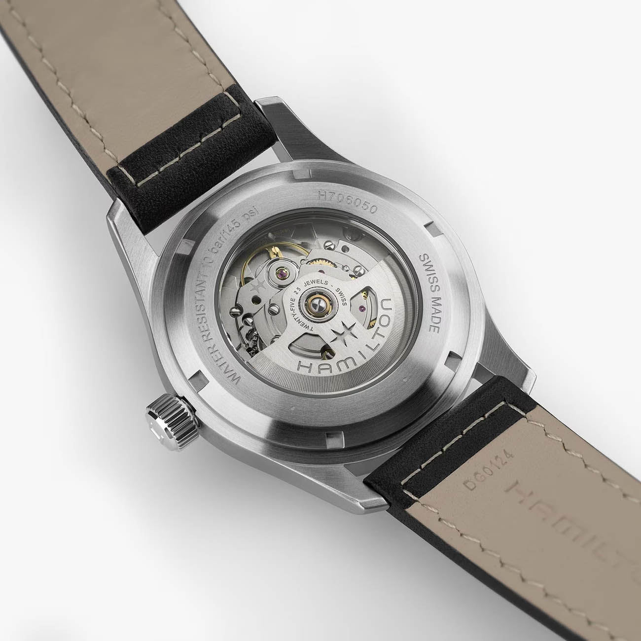 Hamilton Hamilton Khaki Field Auto 42 mm H70605733 мужские часы черный циферблат на запястье