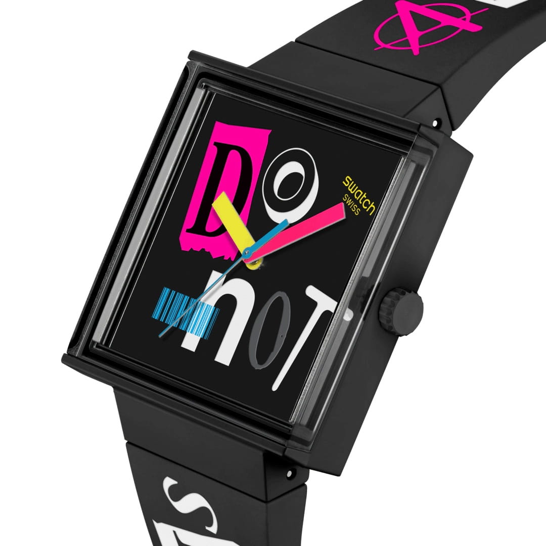Swatch Swatch Pierced Edge SO34B100, bioceramic швейцария мужские часы на браслете силикон боковой вид