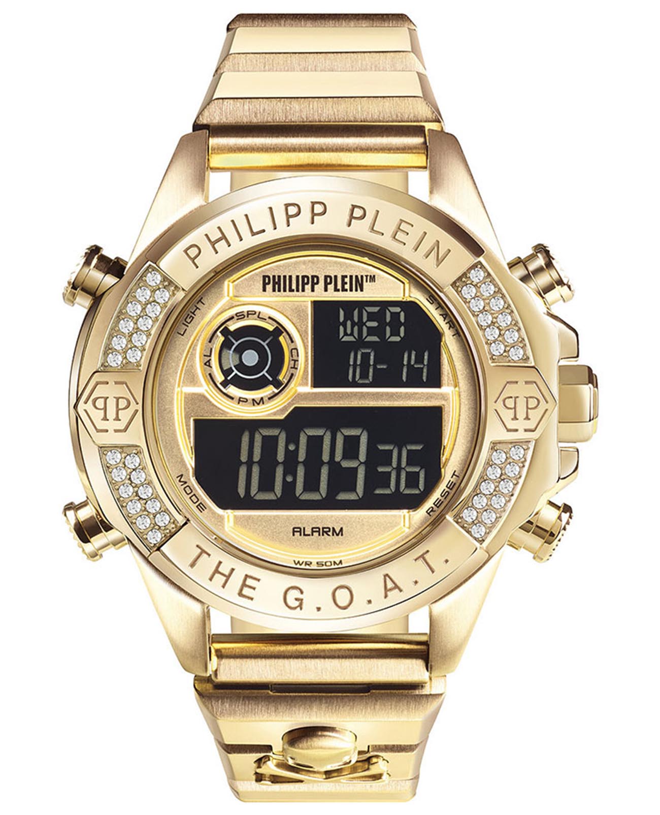 Philipp Plein Philipp Plein The G.O.A.T. PWFAA0621  PWFAA0621 кварцевые женские часы  циферблат, браслет сталь с ip покрытием — вид спереди