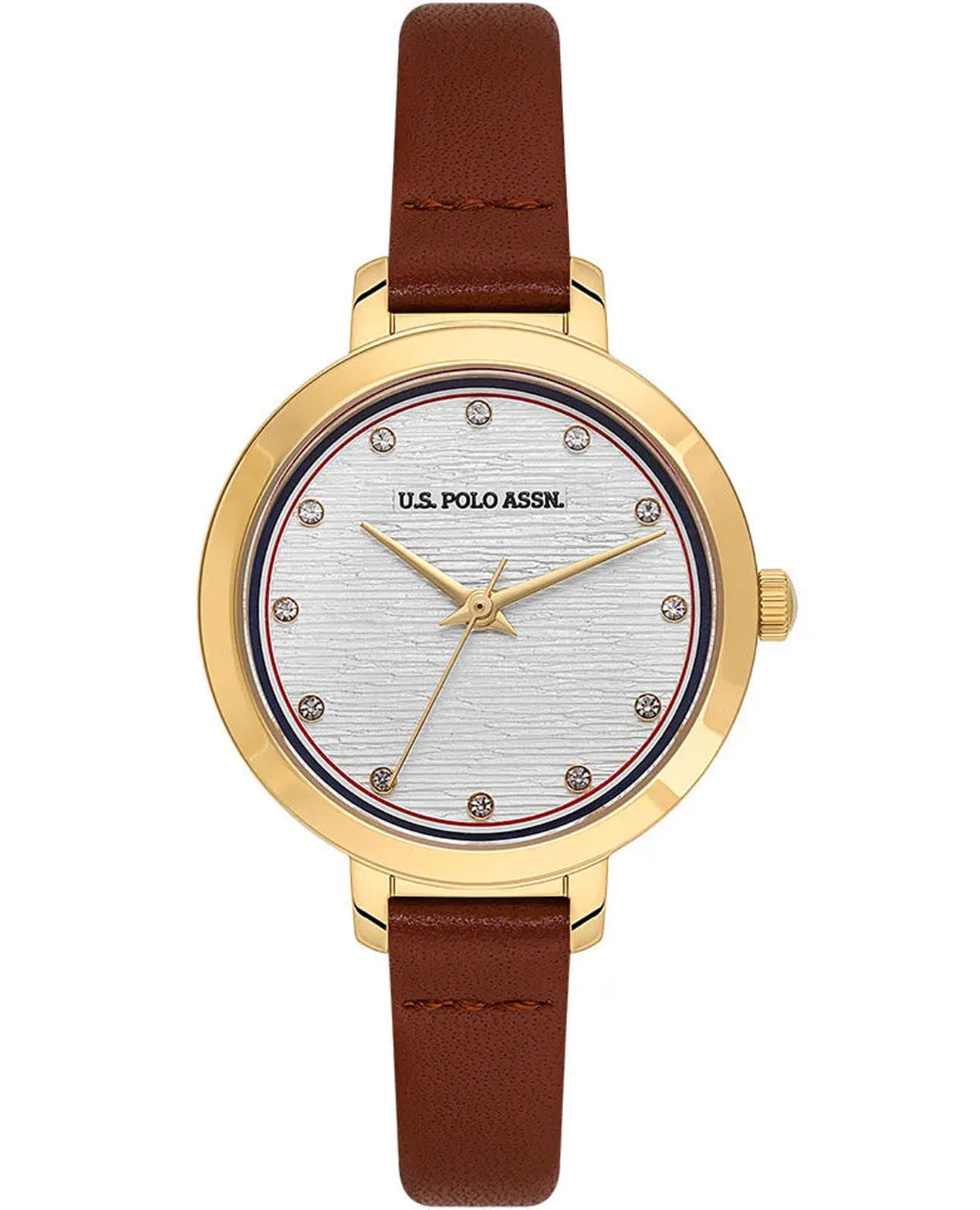 U.S. Polo Assn. U.S. Polo Assn. Stile USPA2092-06  USPA2092-06 кварцевые женские часы белый циферблат, браслет кожаный — вид спереди