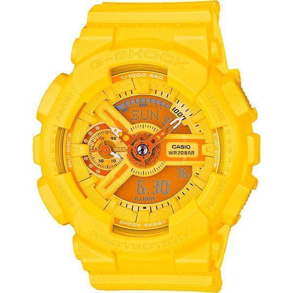 Casio Casio G-Shock GMA-S110VC-9A  GMA-S110VC-9A электронные женские часы желтый циферблат, браслет пластик — вид спереди