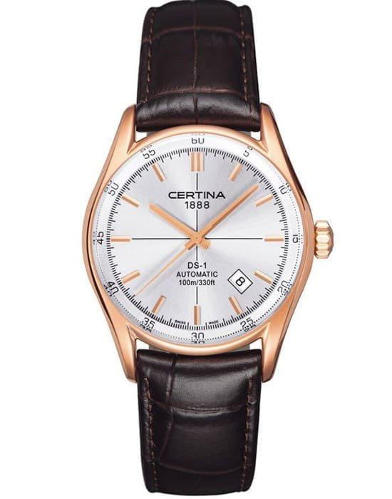 Certina Certina C006.407.36.031.00  C0064073603100 механические мужские часы белый циферблат, браслет кожаный — вид спереди