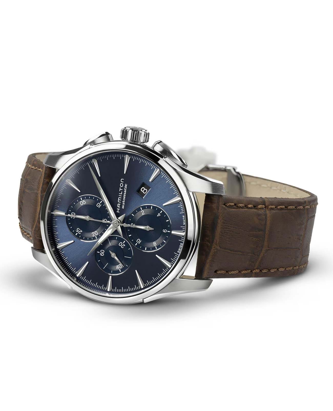Hamilton Hamilton Jazzmaster Auto Chrono H32586541, jazzmaster швейцария мужские часы на браслете кожаный боковой вид
