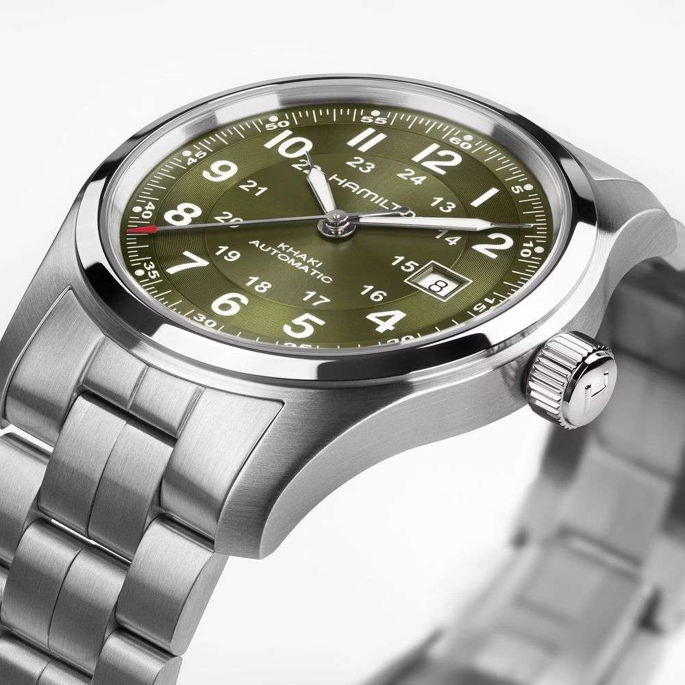 Hamilton Hamilton Khaki Field Auto H70605160 мужские часы зеленый циферблат на запястье