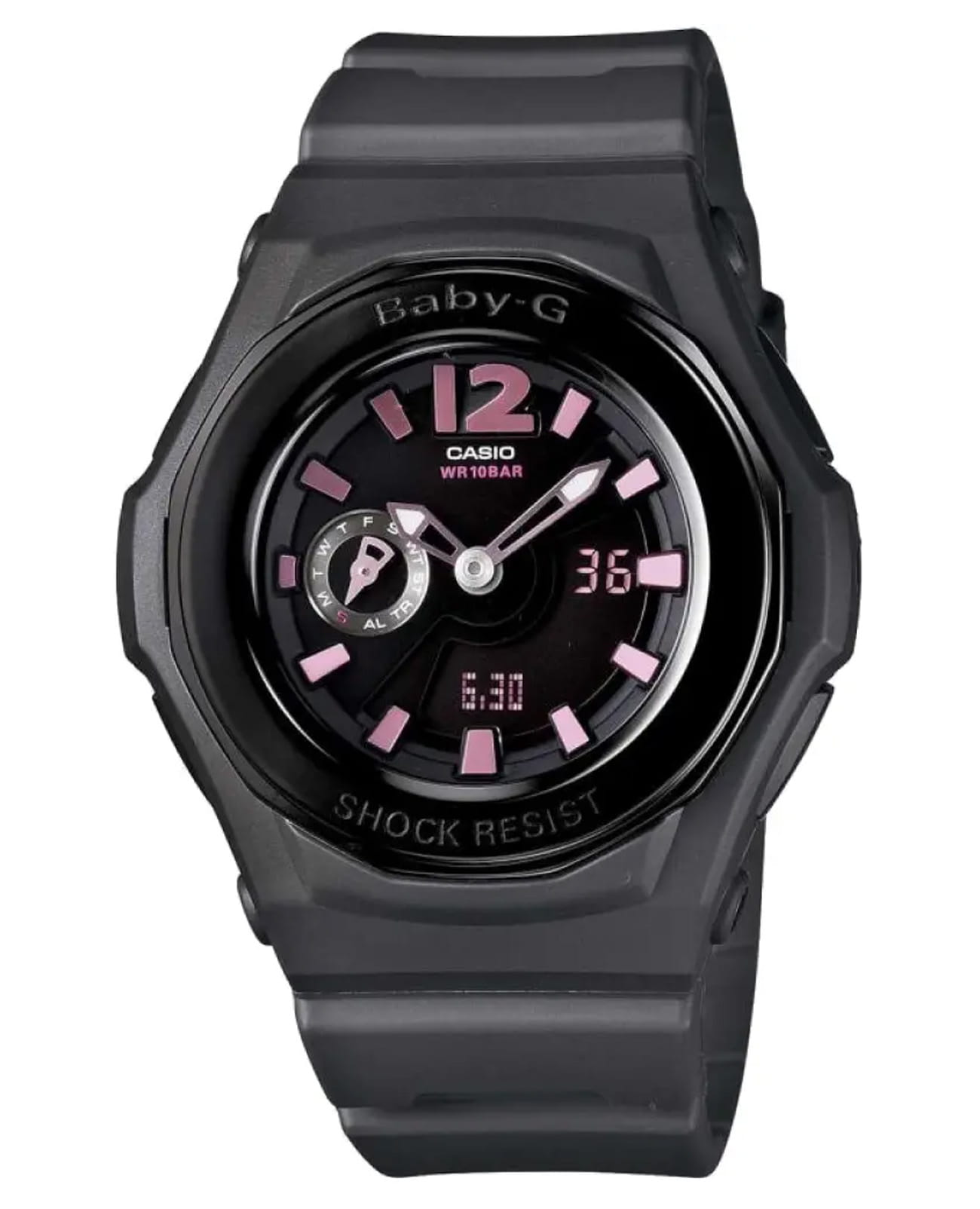 Casio Casio Baby-G BGA-143-8BDR  BGA-143-8BDR кварцевые женские часы  циферблат, браслет пластик — вид спереди