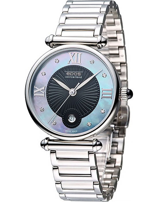 Epos Epos 8000.700.20.85.19  8000.700.20.85.19 кварцевые женские часы перламутровый циферблат, браслет кожаный — вид спереди