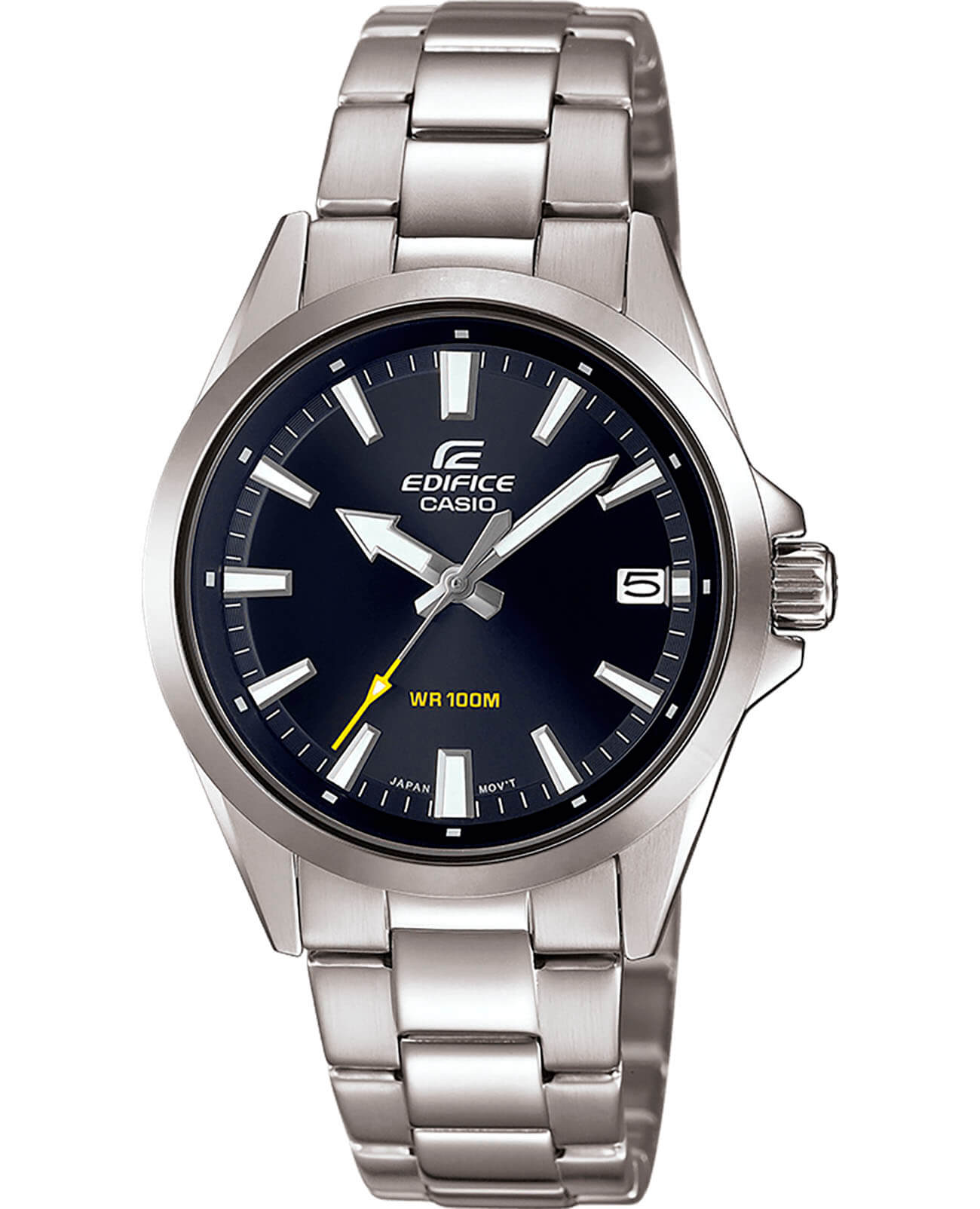 Casio Casio Edifice EFV-110D-1A EFV EFV-110D-1A кварцевые мужские часы черный циферблат, браслет нержавеющая сталь — вид спереди