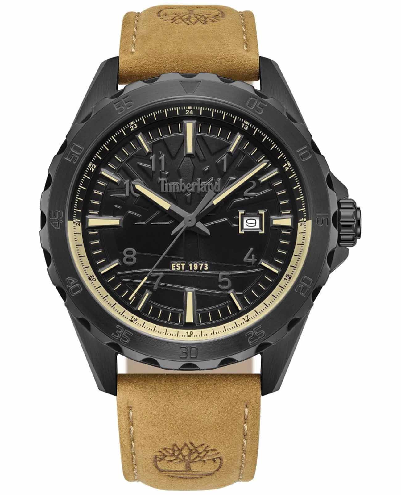 Timberland Timberland TDWGB0055803  TDWGB0055803 кварцевые мужские часы черный циферблат, браслет кожаный — вид спереди