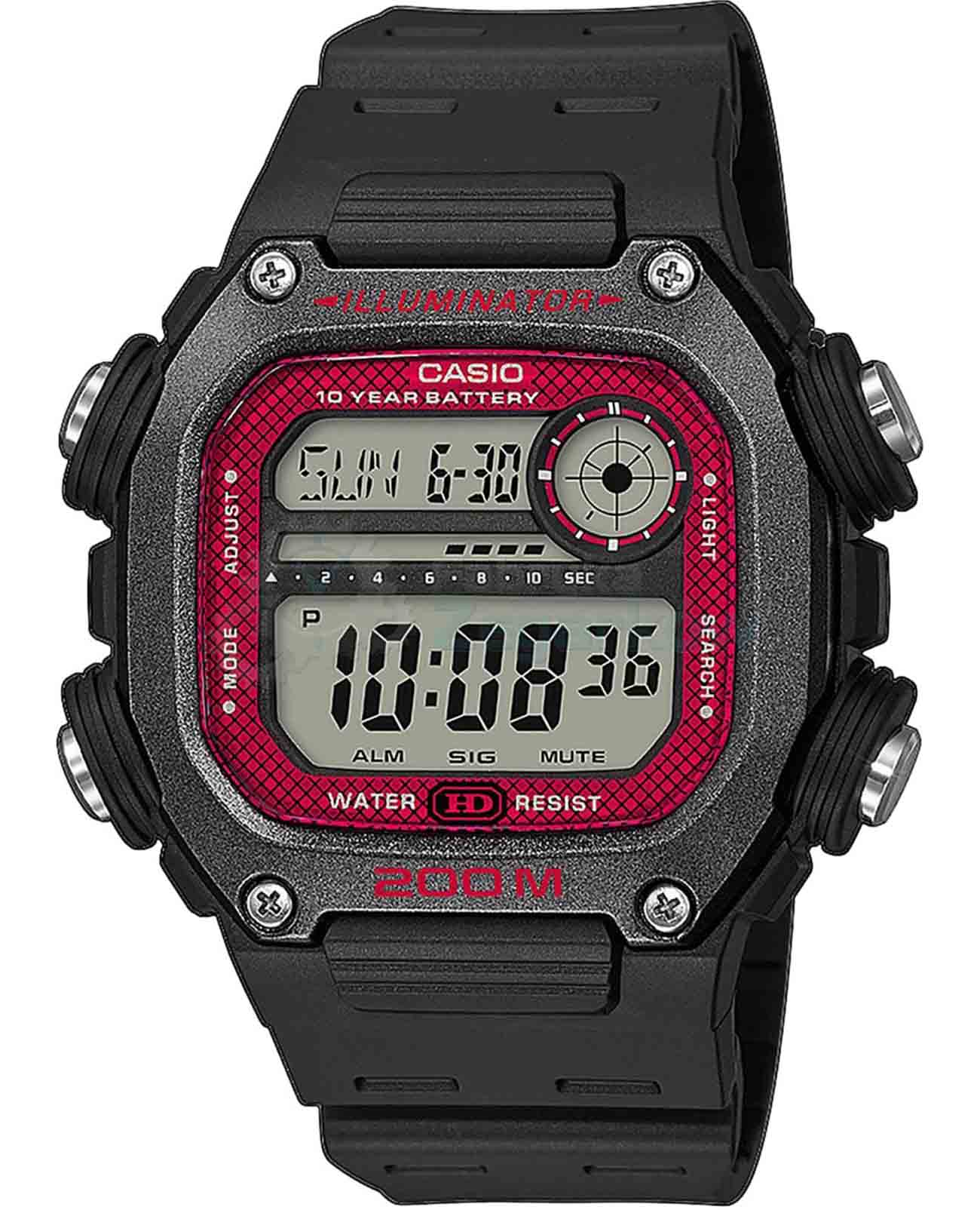 Casio Casio Collection DW-291H-1BVDF (DW-291H-1B)  DW-291H-1B кварцевые мужские часы  циферблат, браслет пластик — вид спереди