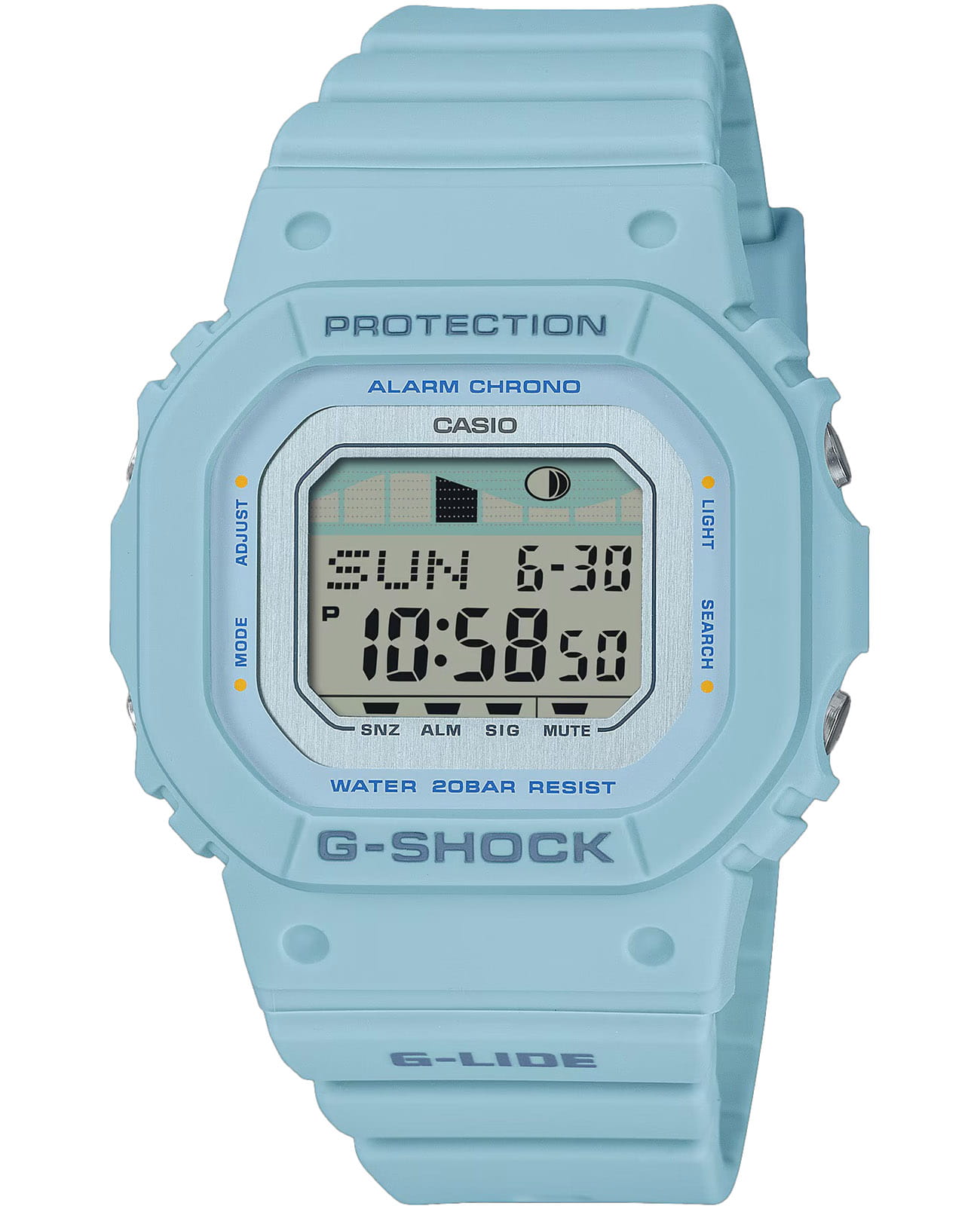 Casio Casio G-Shock GLX-S5600-2DR (GLX-S5600-2)  GLX-S5600-2 электронные женские часы серый циферблат, браслет пластик — вид спереди