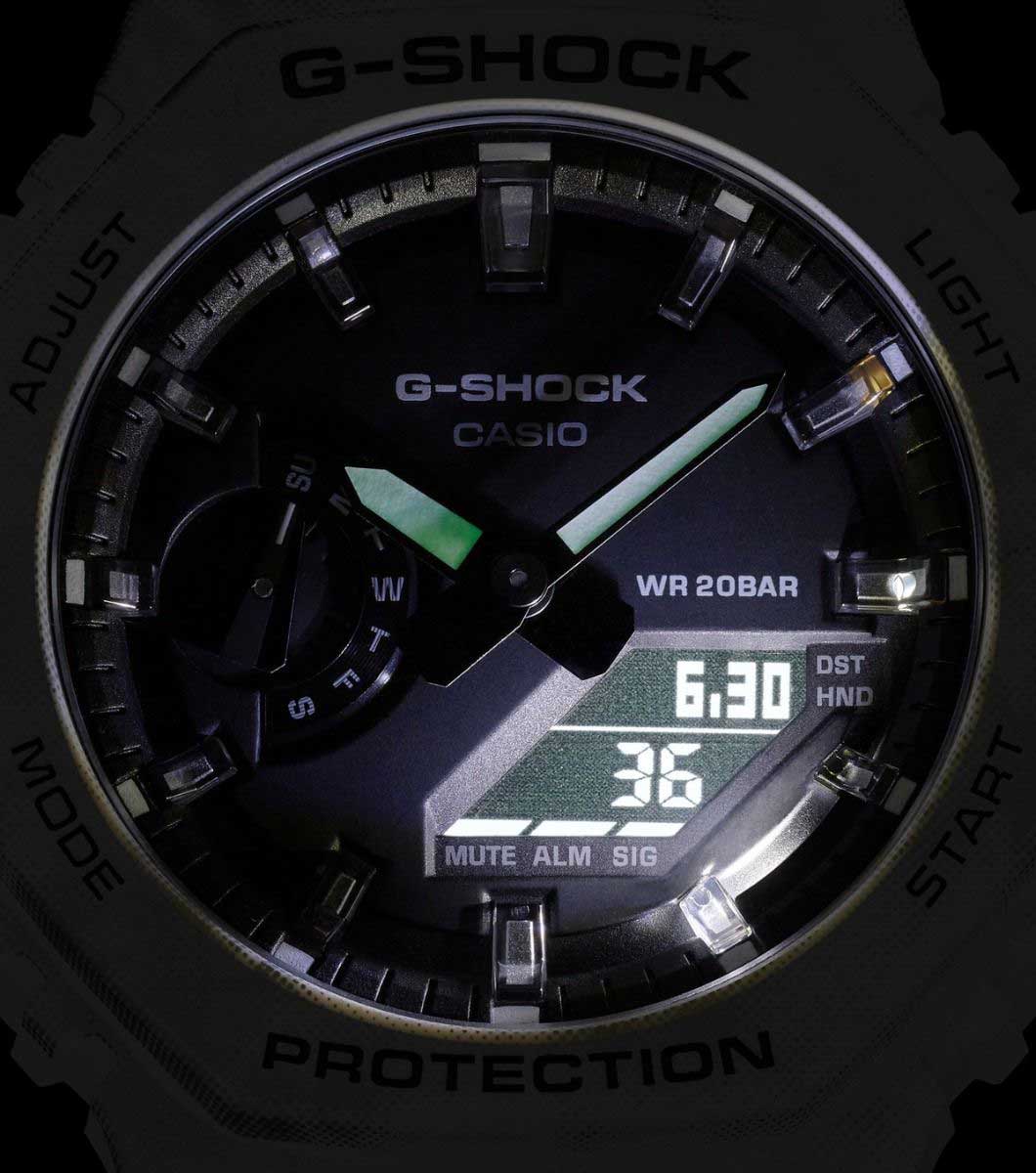 Casio Casio G-Shock Frozen Forest GAE-2100GC-7AER электронные мужские часы часы крупный план черный циферблата