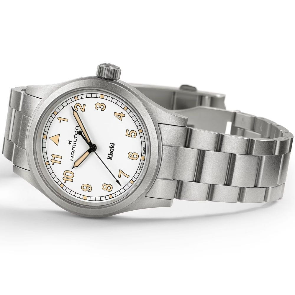 Hamilton Hamilton Khaki Field Quartz 38mm H69401110, khaki field швейцария мужские часы на браслете нержавеющая сталь боковой вид