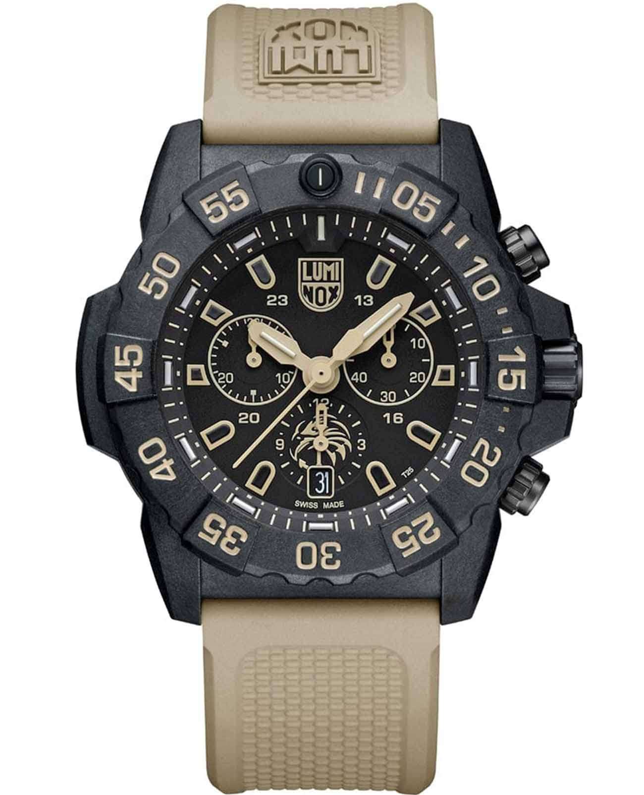 Luminox Luminox Navy SEAL Foundation Chronograph XS.3590.NSF.SET  XS.3590.NSF.SET кварцевые мужские часы черный циферблат, браслет резина — вид спереди