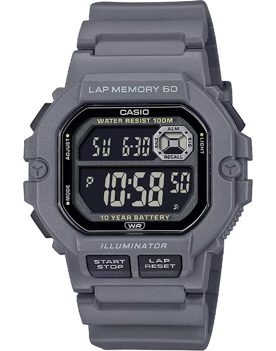 Casio Casio Collection WS-1400H-8B  WS-1400H-8B кварцевые мужские часы черный циферблат, браслет пластик — вид спереди