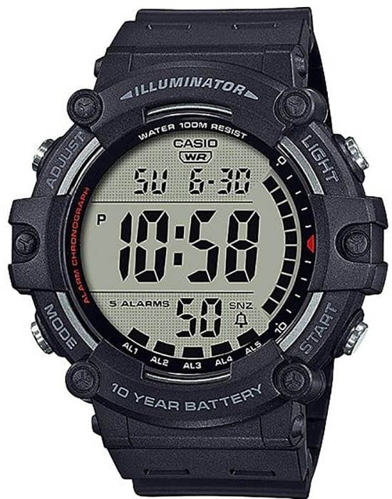 Casio Casio Collection AE-1500WH-1AVEF  AE-1500WH-1AVEF кварцевые мужские часы черный циферблат, браслет пластик — вид спереди